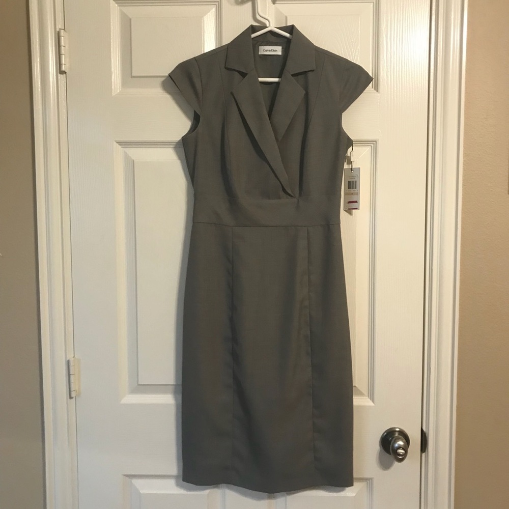 Gray Business Calvin Klein Size 2 Dress